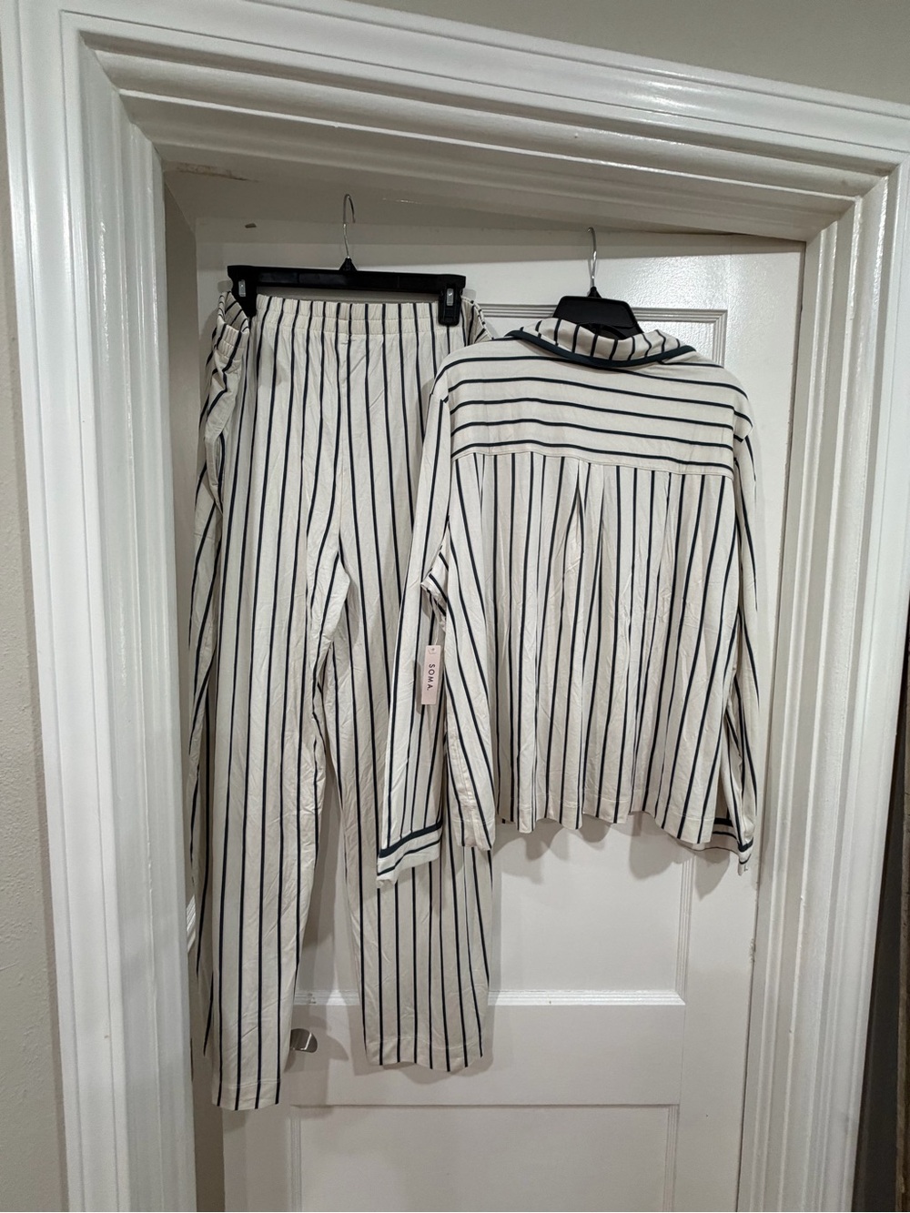 Soma Cream and Black Striped Button-Up Pajama Set - Picture 10 of 10